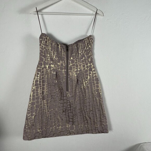 American Eagle Outfitters Strapless Portobello Gold Metallic Mini Dress Size 2 - Picture 2 of 8